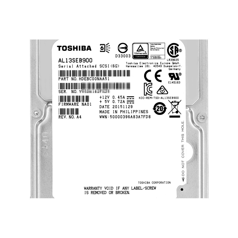 AL13SEB900 TOSHIBA HDD 900GB 10K SAS 6G 2.5" SFF HOT-SWAP
